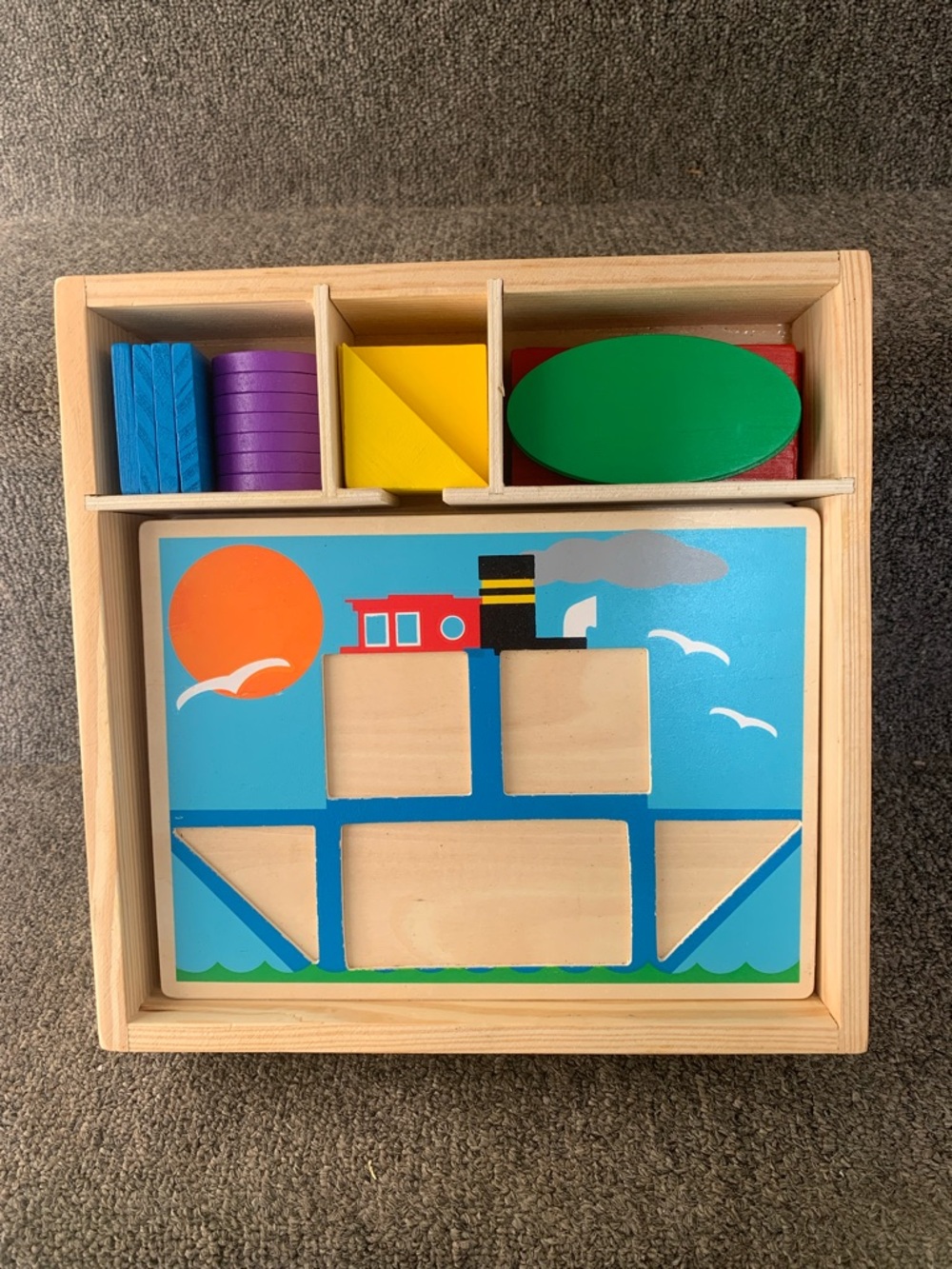 Melissa & Doug Beginner Wooden Pattern Blocks Educational Toy Homeschool